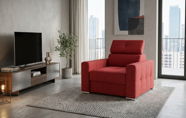 Modern lounge club armchair living room modern textile fabric red creative furniture