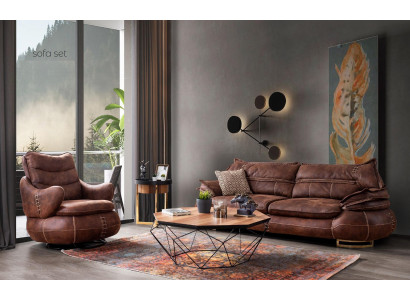 Luxury US Western Sofa Set Couch Loft Furniture 3+1 Seater Sofa Armchair 2-piece New