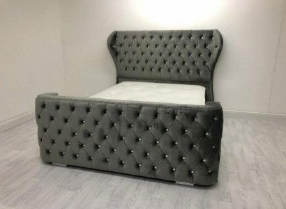 Gray Chesterfield Bed Designer Bedroom Furniture English Upholstered Bed