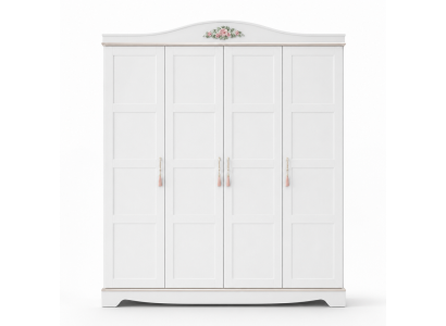Weißer 4-Türiger Kleiderschrank Designer Holz Schrank Kinderzimmer Möbel
