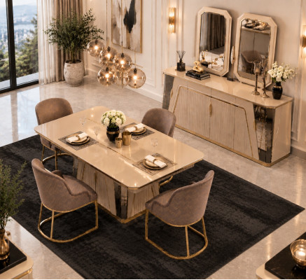 Modern dining room set dining table sideboard with mirror new luxury furnishing new