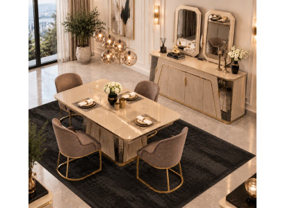 Modern dining room set dining table sideboard with mirror new luxury furnishing new
