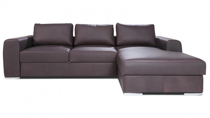Modern corner sofa with leather finish and bed function