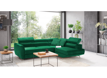 Corner sofa with storage space and bed function
