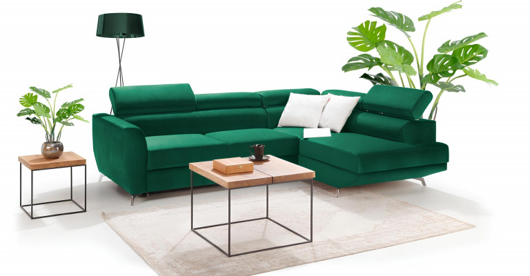 Corner sofa with storage space and bed function