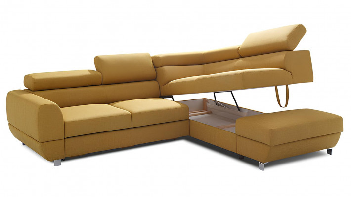 Modern gray corner sofa with bed mechanism