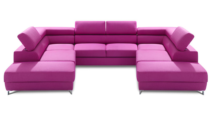 U-shaped sofa with bed function made of fabric