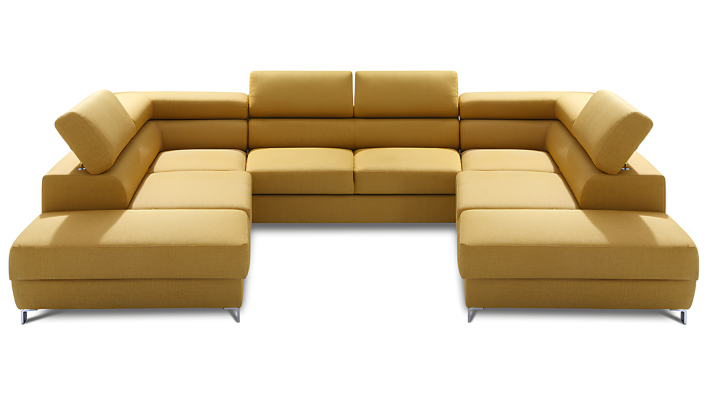 U-shaped sofa with bed function made of fabric