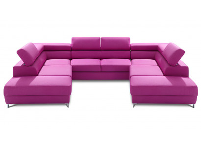 U-shaped sofa with bed function made of fabric