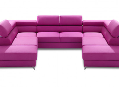 U-shaped sofa with bed function made of fabric