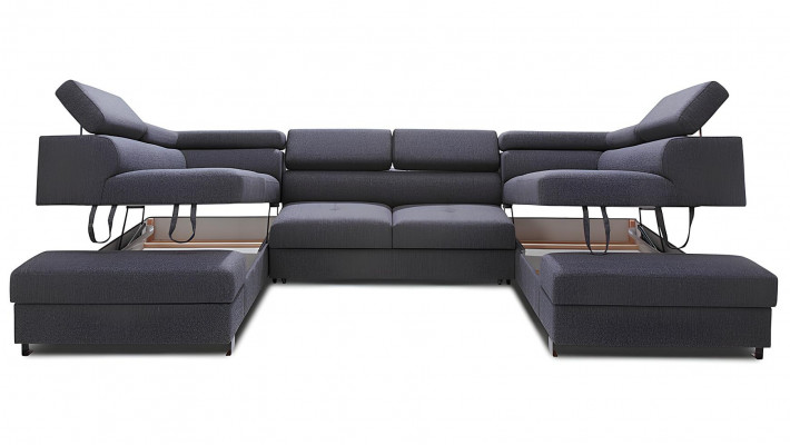 U-shaped bench with bed function and textile storage space