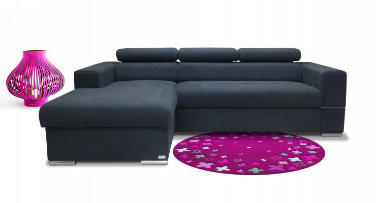 Modern L-shaped sofa with bed function and storage space