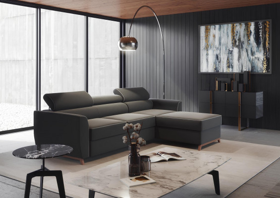 Modern gray corner sofa