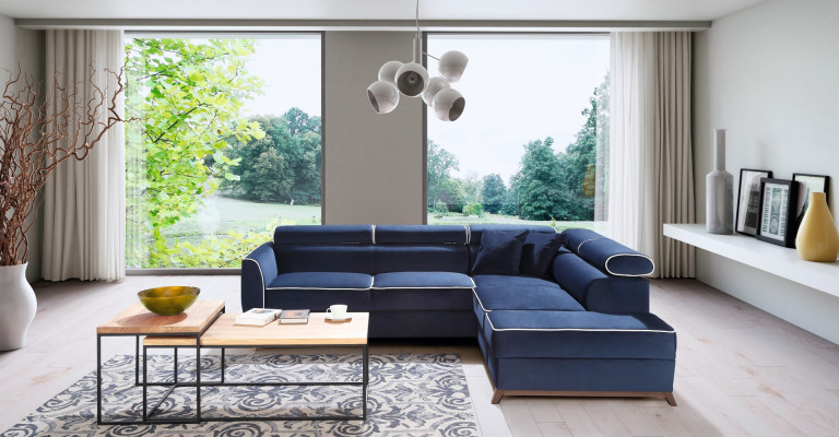 Modern blue corner sofa