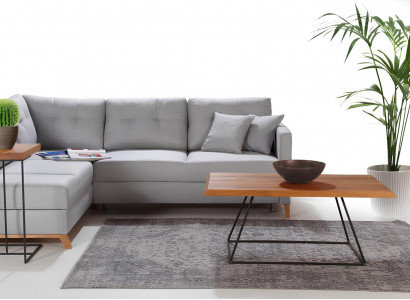 Corner fabric sofa with bed function, new corner sofa with storage space