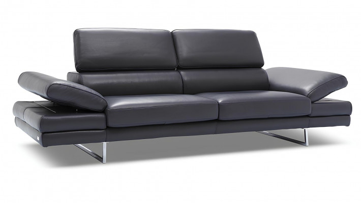 100% Italian leather, modern design, black sofa for two people
