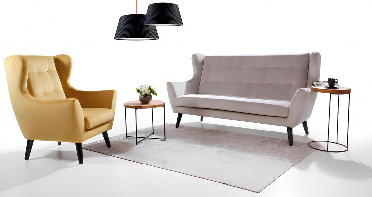 Modern gray Chesterfield sofa for three people