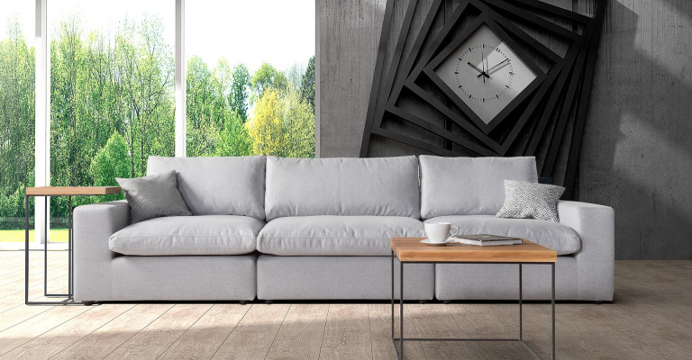 Modern gray sofa for 3 people