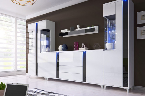 High-gloss living wall, wall unit, living room cabinet, display cabinet, sideboard, living walls