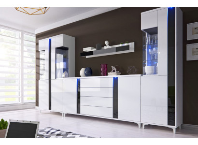 High-gloss living wall, wall unit, living room cabinet, display cabinet, sideboard, living walls