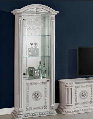Luxury display cabinet with white glass and design