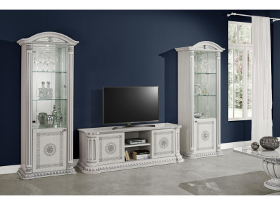 Luxury display cabinet with white glass and design