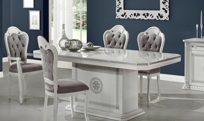 Luxury wooden chairs set of 4 with crystals for dining room