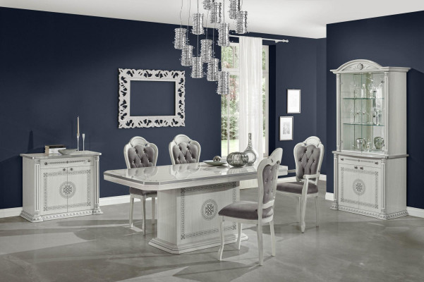 Dining set table chairs sideboard exhibition group white 7 pieces