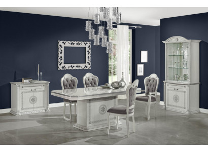 Dining set table chairs sideboard exhibition group white 7 pieces