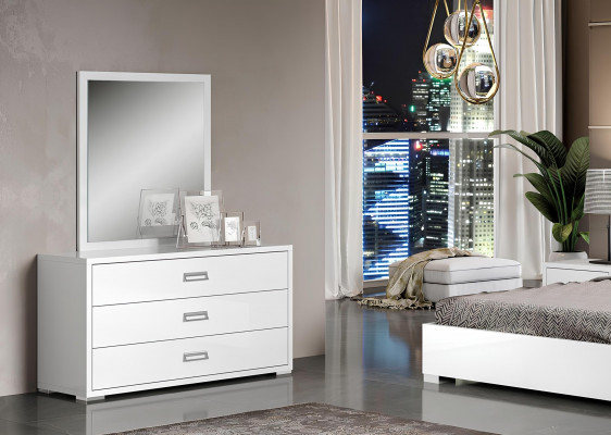 Modern white chest of drawers with mirror