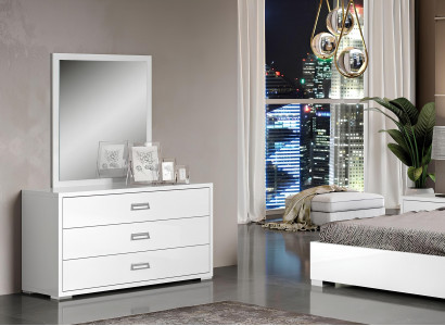 Modern white chest of drawers with mirror