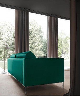 Green textile sofa for two people