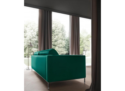 Green textile sofa for two people