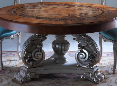 Round dining table made of solid Italian wood