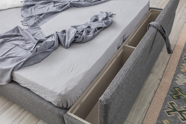 Gray bed + 2x nightstand 3-piece set new