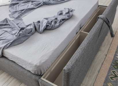 Gray bed + 2x nightstand 3-piece set new