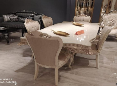 Luxury wooden table complete set 6x chairs total 7 pieces