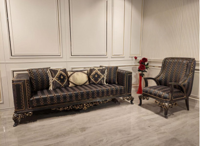 Set with 3+1+1 armchairs and table