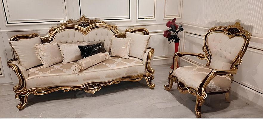 Classic Chesterfield sofa Baroque style 2-piece set.