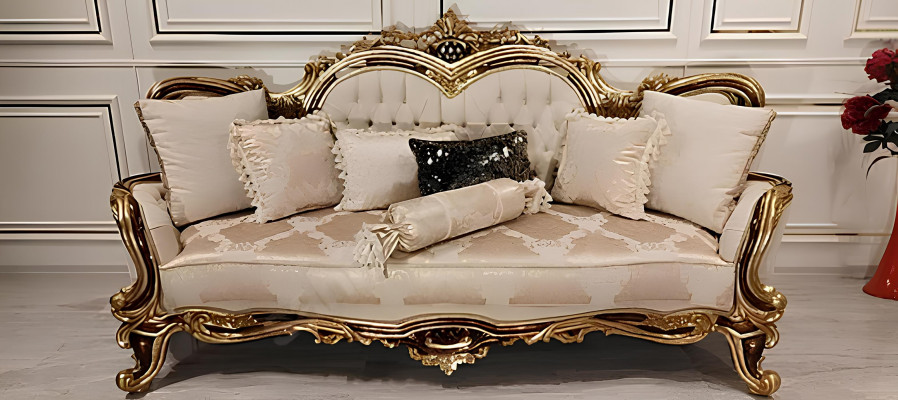 Classic Chesterfield sofa Baroque style 2-piece set.