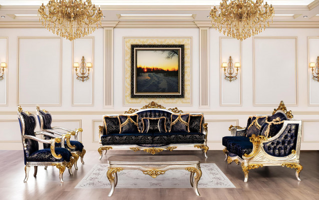 Classic baroque wooden coffee table - Classic furniture for the living room