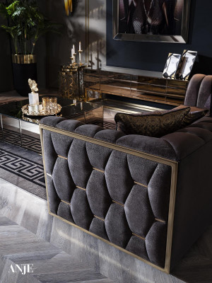 Modern three-seater sofa and chair