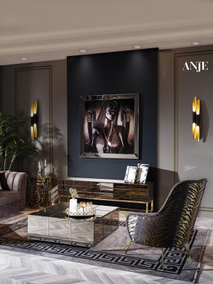 Luxury sofa complete RTV TV stand three-seater