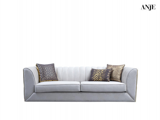 White three-seater sofa made of stainless steel for textile furniture in the living room