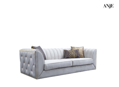 Modern three-seater sofa made of stainless steel