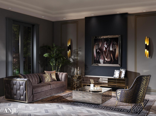 Modern luxury sofa set made of stainless steel for the living room new