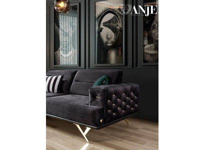 Modern black sofa with luxury fabric