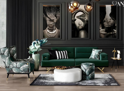 Luxury green upholstered chair new