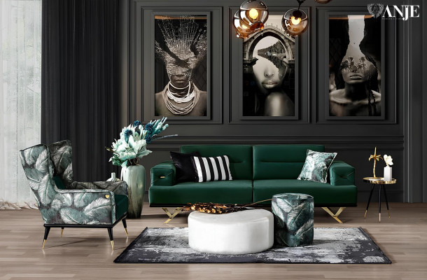 Luxury green ottoman table