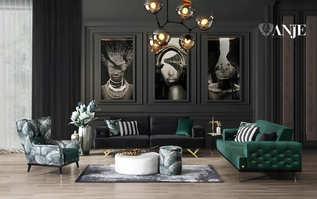 Luxury green ottoman table